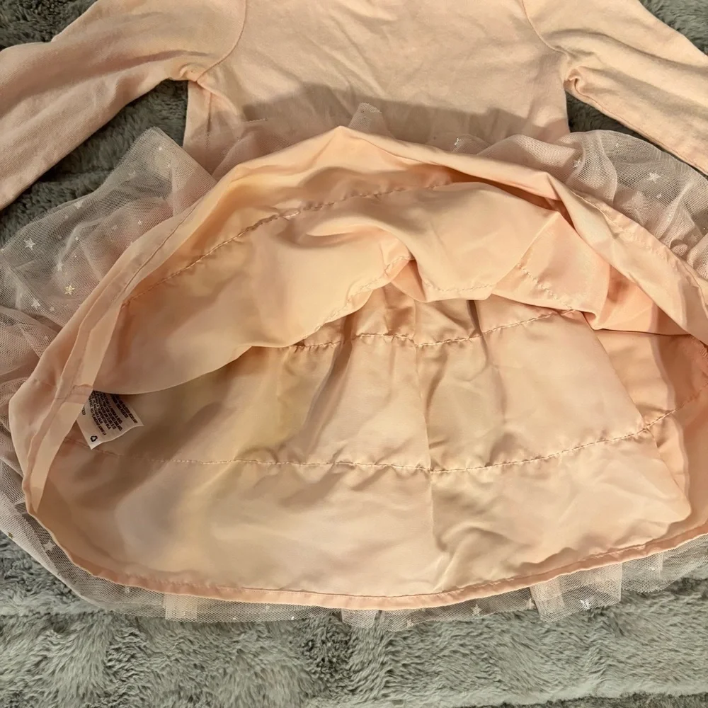 Cat & Jack 18 Months Light Pink Long Sleeve Dress Shirt with Gold Hearts Tutu